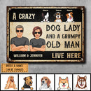 Pawzity Metal Welcome Sign, Gifts For Dog Lovers, Crazy Dog Lady And Grumpy Oldman Live Here