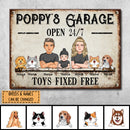 Pawzity Welcome Metal Garage Sign, Gifts For Pet Lovers, Dad's Garage Often 24/7 Toys Fixed Free Funny Sign Vintage Style