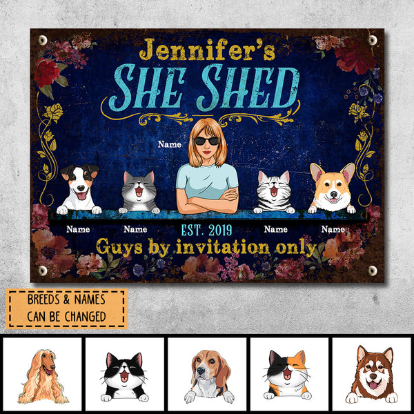 Funny Warning Signs, Gifts For Pet Lovers, She Shed Guys By Invitation Only, Welcome Metal Signs