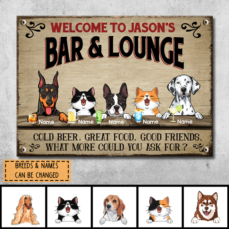 Pawzity Metal Bar & Lounge Sign, Gifts For Pet Lovers, Cold Beers Great Food Good Friends Personalized Family Sign