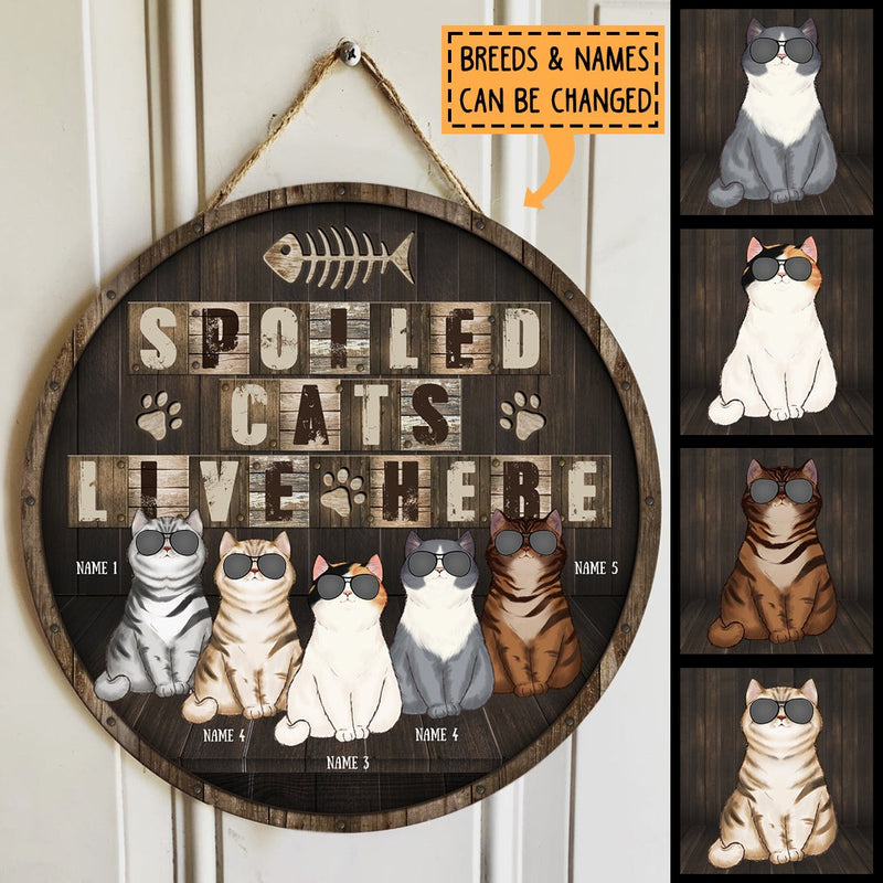Pawzity Welcome Door Signs, Gifts For Cat Lovers, Spoiled Cats Live Here , Cat Mom Gifts