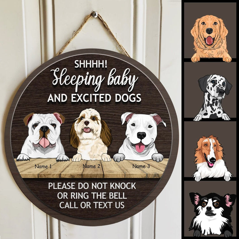 Pawzity Shhh! Sleeping Baby And Excited Dogs Welcome Signs, Gifts For Dog Lovers, Please Do Not Knock Or Ring The Bell , Dog Mom Gifts