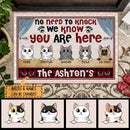 Pawzity No Need To Knock Custom Doormat, Gifts For Cat Lovers, We Know You Are Here Plaid Table Front Door Mat