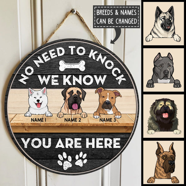 Pawzity No Need To Knock We Know You Are Here Welcome Door Signs, Gifts For Dog Lovers, Black & Yellow , Dog Mom Gifts