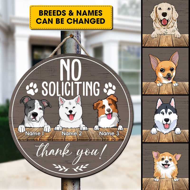 Pawzity No Soliciting Custom Wooden Sign, Gifts For Dog Lovers, Thank You Personalized Housewarming Gifts