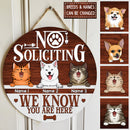 Pawzity No Soliciting Custom Wooden Sign, Gifts For Pet Lovers, We Know You Are Here, Personalized Housewarming Gifts