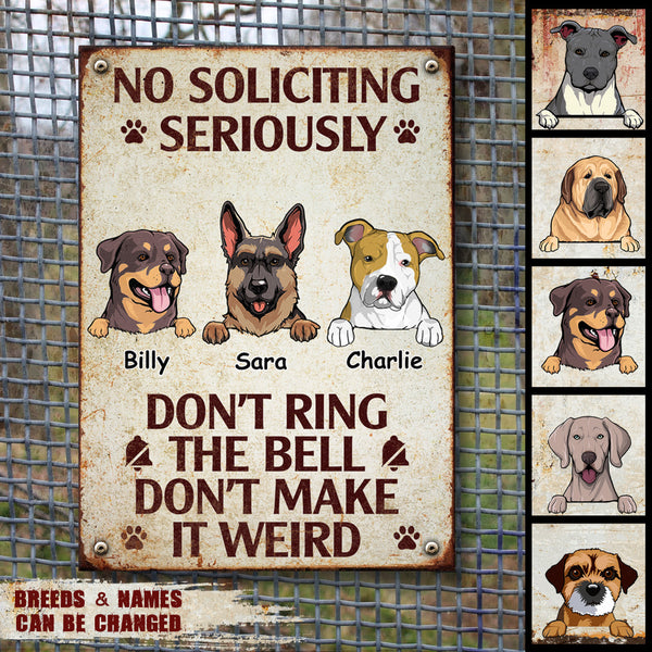 Pawzity No Soliciting Metal Yard Sign, Gifts For Dog Lovers, Seriously Don't Ring The Bell Don't Make It Weird