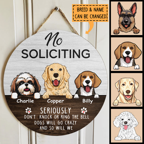 Pawzity No Soliciting Personalized Wood Signs, Gifts For Dog Lovers, Seriously Don't Knock Or Ring The Bell