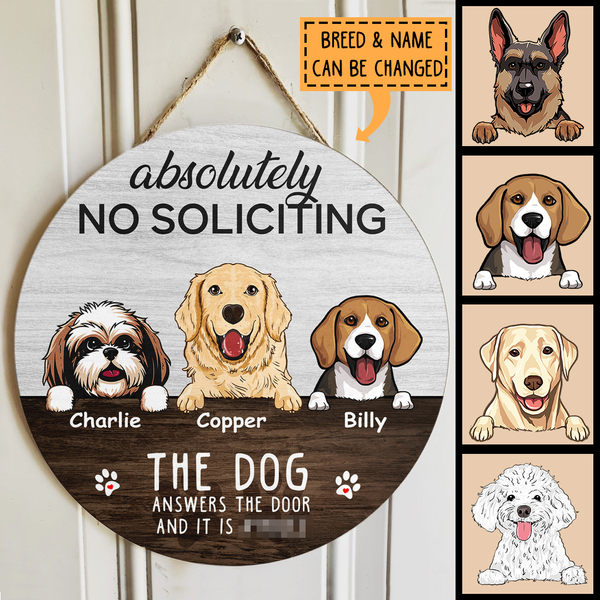 Pawzity No Soliciting Personalized Wood Signs, Gifts For Dog Lovers, The Dogs Answer The Door And They Are Assholes