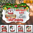 On The Naughty List And I Regret Nothing Ornate Shaped Wooden Ornament - Personalized Cat Decorative Christmas Ornament