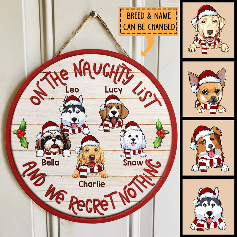 Christmas Door Decorations, Gifts For Dog Lovers, On The Naughty List And We Regret Nothing Welcome Door Signs , Dog Mom Gifts