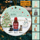 Forever In My Heart Pastel Mint Circle Ceramic Ornament - Personalized Cat Lovers Decorative Christmas Ornament