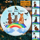 Personalised Dogs With Rainbow Blue Sky Circle Ceramic Ornament - Personalized Dog Lovers Decorative Christmas Ornament