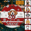 Personalised Let It Snow Red & White Circle Ceramic Ornament - Personalized Dog Lovers Decorative Christmas Ornament