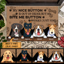 Pawzity Personalized Doormat, Gifts For Dog Lovers, My Nice Button Is Out Of Order Holiday Doormat