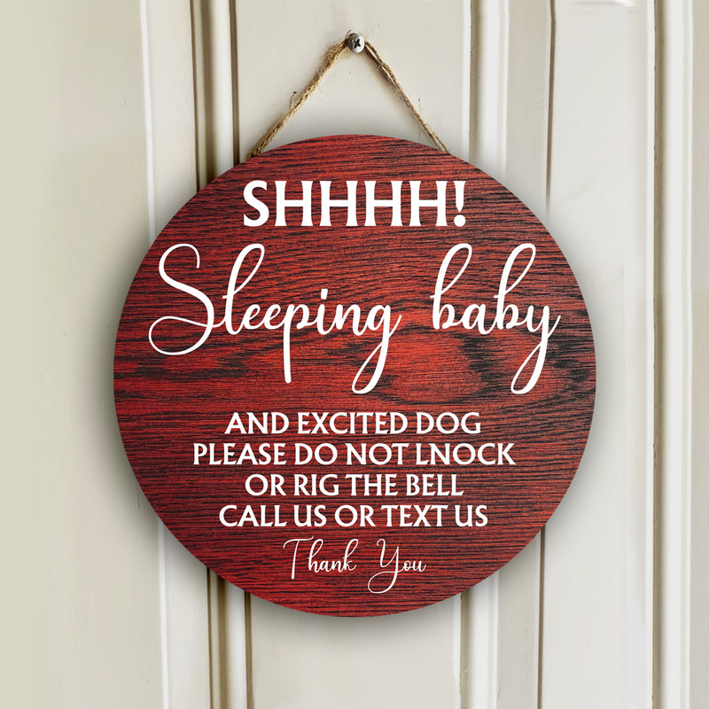 Pawzity Personalized Wood Signs, Gifts For Dog Lovers, Shh Sleeping Baby And Excited Dogs Please Do Not Knock