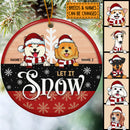 Personalised Let It Snow Red & Black Circle Ceramic Ornament - Personalized Dog Lovers Decorative Christmas Ornament