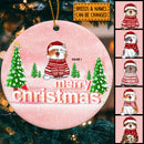 Merry Christmas - Pinktone - Personalized Cat Christmas Ornament