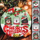 Personalised Merry Christmas Red & Green Circle Ceramic Ornament - Personalized Cat Lovers Decorative Christmas Ornament