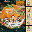 Personalised Most Wonderful Time Custom Color V3 Circle Ceramic Ornament - Personalized Dog Lovers Christmas Ornament