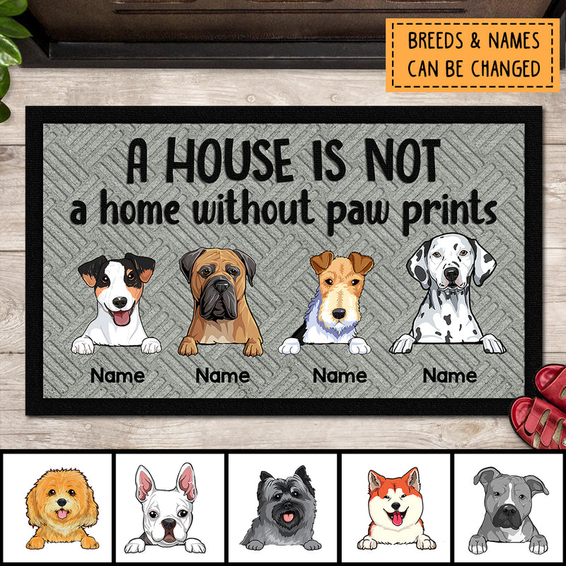 Pawzity Personalized Doormat, Gifts For Dog Lovers, A House Is Not A Home Without Paw Prints Front Door Mat