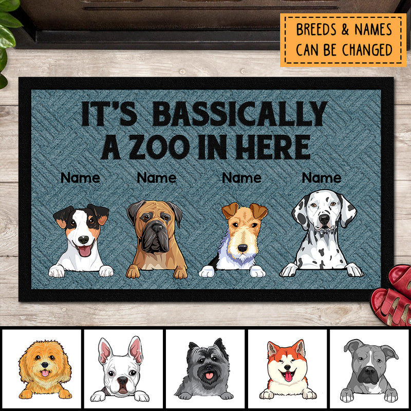 Pawzity Personalized Doormat, Gifts For Dog Lovers, It's Basically A Zoo In Here Front Door Mat