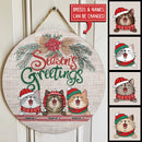 Christmas Door Decorations, Gifts For Cat Lovers, Season's Greeting Welcome Door Signs , Cat Mom Gifts