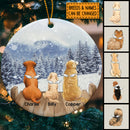 Snowy Field Grey Sky Memorial Circle Ceramic Ornament - Personalized Angel Dog Decorative Christmas Ornament