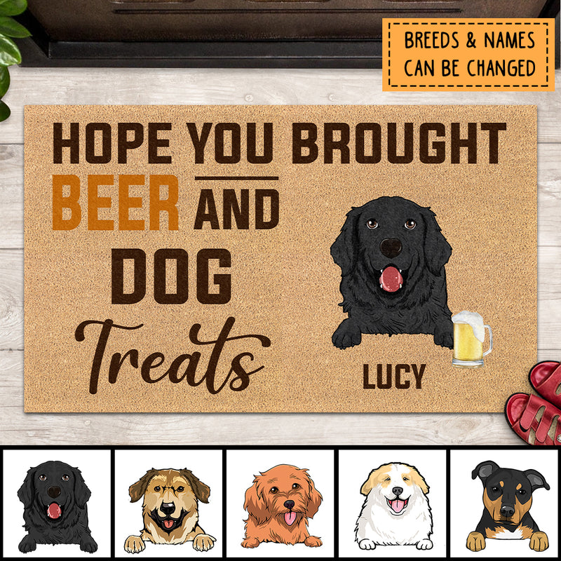 Pawzity Custom Doormat, Gifts For Dog Lovers, Hope You Brought Beer And Dog Treats Front Door Mat