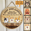 Pawzity Keep Door Closed Don't Let The Pets Out Welcome Door Sign, Gifts For Pet Lovers, Yellow Paw Prints