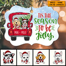 Tis Season To Be Jolly, Dog In The Red Truck, Personalized Dog Breed Aluminium Ornate Ornament, Christmas Home Decor