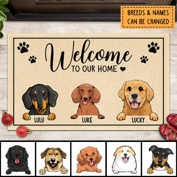 Pawzity Welcome To Our Home Personalized Doormat, Gifts For Dog Lovers, Dog Welcome Mat