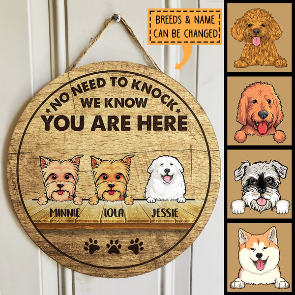 Pawzity No Need To Knock I Know You Are Here Personalized Sign Wood, Gifts For Dog Lovers, Custom Wooden Signs , Dog Mom Gifts