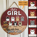 Pawzity Custom Wood Signs, Gifts For Cat Lovers, Just A Girl  Who Loves Cats And Books, Personalized Housewarming Gifts , Cat Mom Gifts