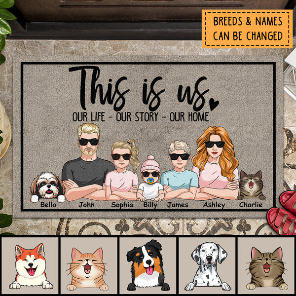 Pawzity Personalized Doormat, Gifts For Pet Lovers, This Is Us Our Life Our Story Our Home Outdoor Door Mat