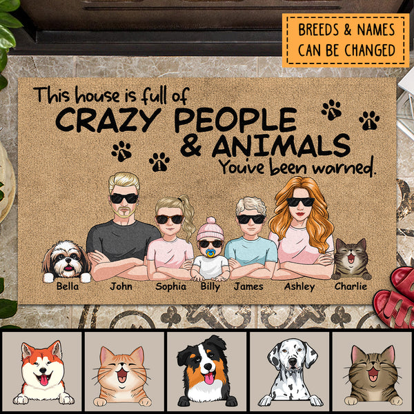 Pawzity Custom Doormat, Gifts For Pet Lovers, This House Is Full Of Crazy People & Animals Outdoor Door Mat