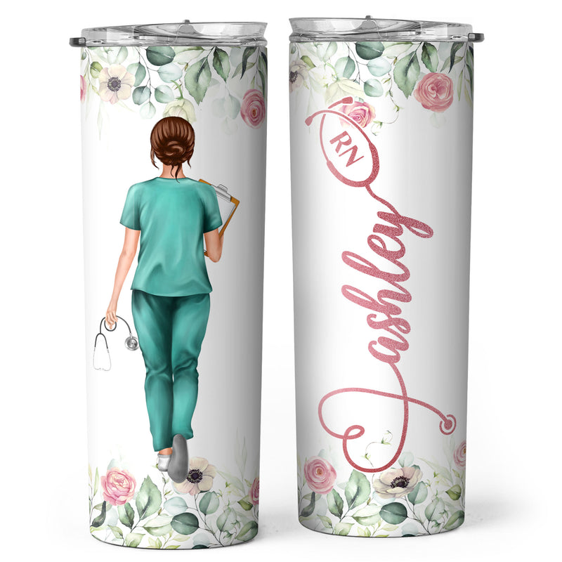 Floral Nurse Week 2022 Tumbler - Personalized Custom Skinny Tumbler - Gift For Nurse