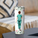 Floral Nurse Week 2022 Tumbler - Personalized Custom Skinny Tumbler - Gift For Nurse