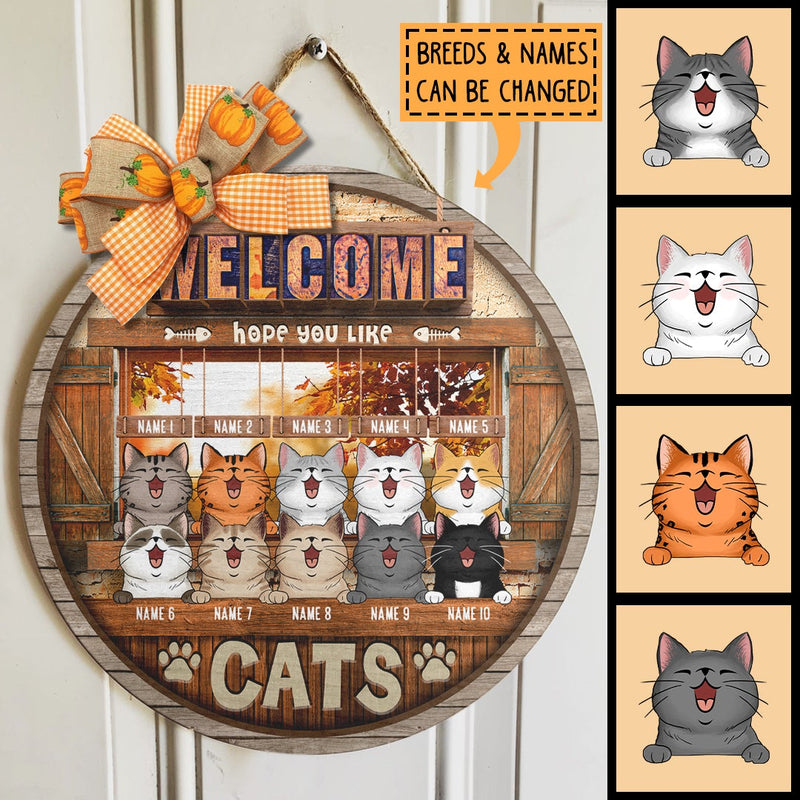 Pawzity Welcome Door Signs, Gifts For Cat Lovers, Hope You Like Cats Front Door Decor , Cat Mom Gifts