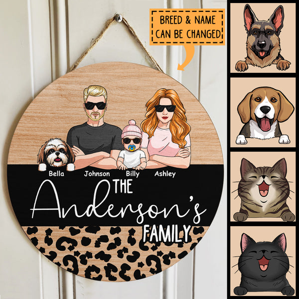 Pawzity Welcome Door Signs, Gifts For Dog Lovers, Leopard Family Name Sign , Dog Mom Gifts