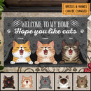Pawzity Welcome To My Home Custom Doormat, Gifts For Cat Lovers, Hope You Like Cats Front Door Mat