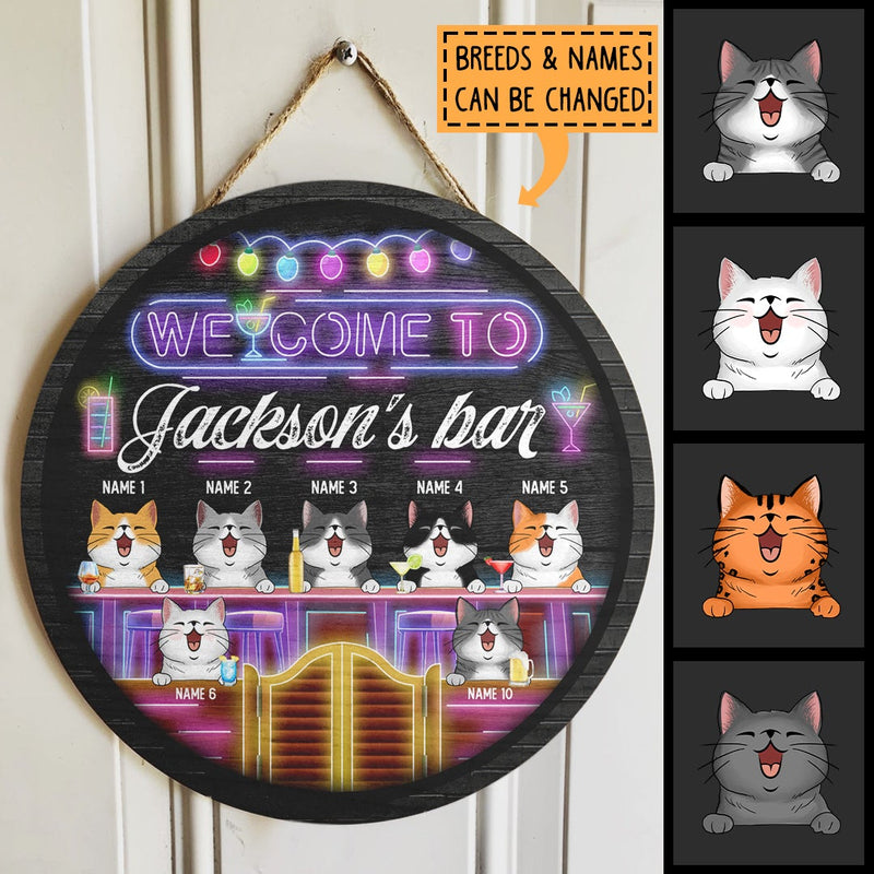 Pawzity Bar Signs, Neon Light Custom Wooden Signs, Welcome To Bar