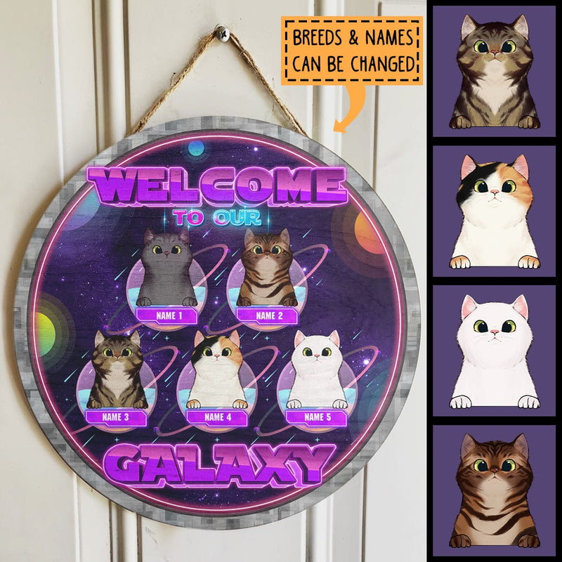 Pawzity Welcome Door Signs, Gifts For Cat Lovers, Welcome To Our Galaxy , Cat Mom Gifts