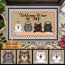 Pawzity Welcome To Our Home Personalized Doormat, Gifts For Cat Lovers, Polka Dots Outdoor Door Mat