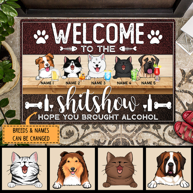 Pawzity Front Door Mat, Gifts For Pet Lovers, Welcome To The Shitshow Hope You Brought Alcohol Welcome Mat