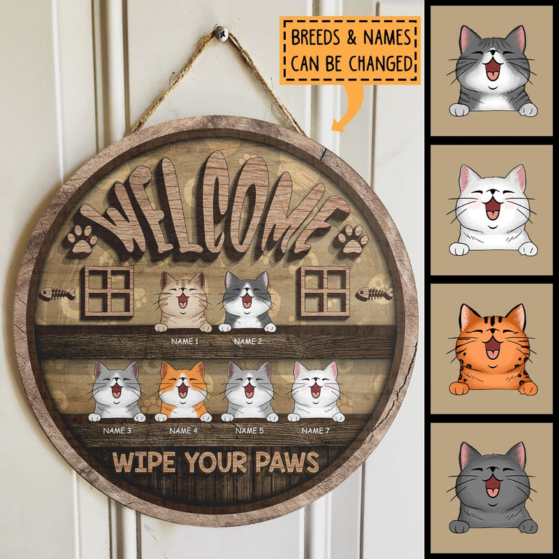 Pawzity Welcome Door Signs, Gifts For Cat Lovers, Wipe Your Paws , Cat Mom Gifts