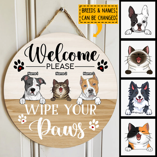 Pawzity Welcome Door Signs, Gifts For Pet Lovers, Please Wipe Your Paws Funny Signs