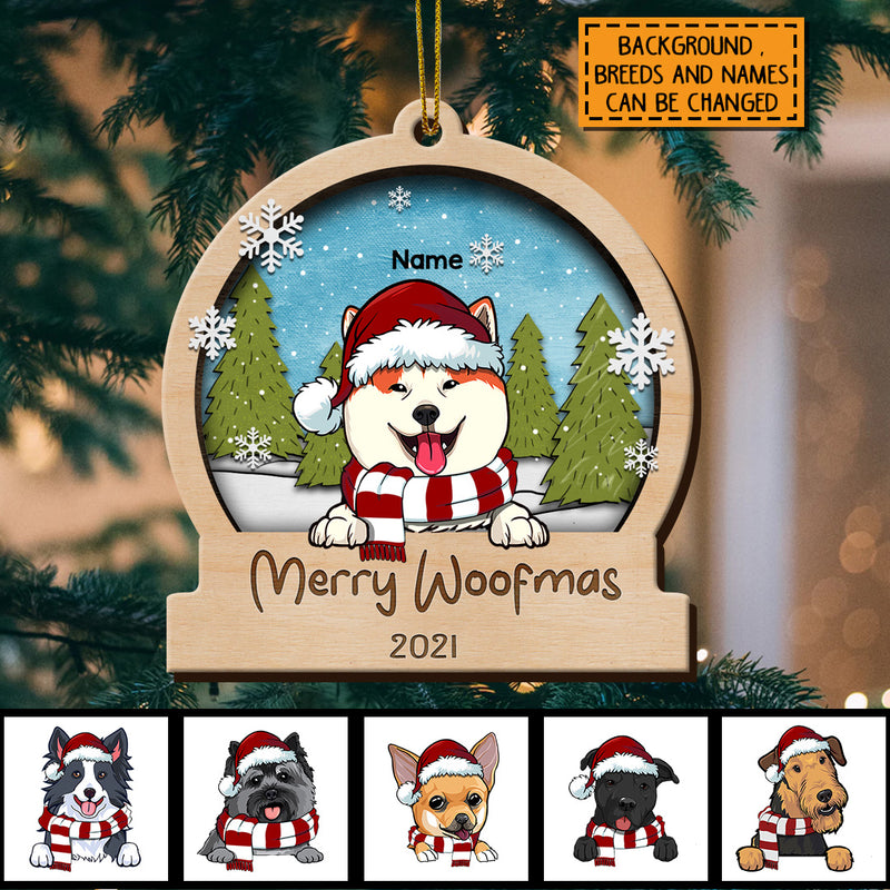 Merry Woofmas, Personalized Christmas Dog Breeds Ornament, Christmas Bauble, Cute Xmas Gifts For Dog Lovers