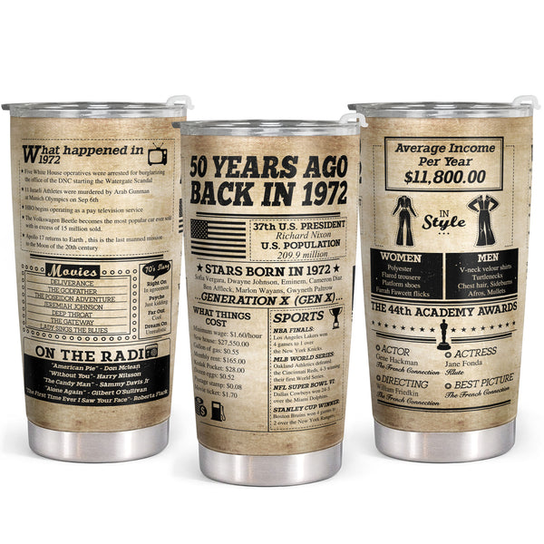 50 Years Ago Back In 1952 - Turning 50 Years Old - 20 Oz Tumbler - Happy 50th Birthday Gift
