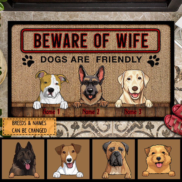 Pawzity Funny Welcome Mat, Gifts For Dog Lovers, Beware Of Dogs Are Friendly Outdoor Door Mat